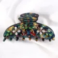 Molla per capelli in acetato con strass, accessorio floreale e ciliegia di tendenza. - Acetato Fantasia
