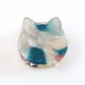 Mini molletta per capelli orecchie di gatto in acrilico colorato, accessorio chic. - Forma Mini Orecchio di Gatto / Picchiettato Blu Bianco Rosso