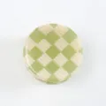 Mini molletta per capelli a quadri verde e beige, accessorio geometrico rotondo per styling. - Quadretti Verde e Beige