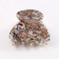 Mini molletta per capelli geometrica con motivo a conchiglia abalone, accessori vintage. - Trama a Conchiglia (F497)