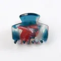 Mini molletta per capelli geometrica, design vintage blu e rosso, accessorio per capelli. - Stile Tie-dye Multicolore