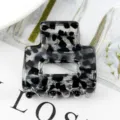 Morsetto per capelli in acetato geometrico terrazzo nero e bianco, mini accessorio rettangolare. - Schizzi d'Inchiostro Nero Bianco