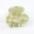 Piccola molletta per capelli a quadri verdi, accessorio geometrico in PVC alla moda. - Scacchi Verde Bianco (Colore 8)