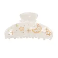 Molleto per capelli in acrilico bianco con strass stelle luna per styling quotidiano donna - Bianco avorio