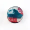 Mini accessorio per molletta per capelli in PVC geometrico, design rotondo marmorizzato retrò. - Marmo Rosso e Blu