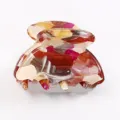 Mini pince à cheveux écaille, accessoire capillaire géométrique coloré pour style quotidien. - Entrelacé Rouge-Brun Ambre Rose (F497)