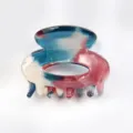 Mini molletta per capelli in PVC colorato effetto marmo, accessorio elegante per donne. - Marmo Blu Rosa Bianco (Colore 9)