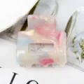 Morsetto per capelli geometrico in acetato motivo marmo mini accessorio per styling quotidiano. - Marmo Rosa Blu Bianco