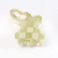 Mini molletta per capelli a scacchi verde e bianca accessorio geometrico acrilico - Mini Molletta Geometrica / Quadretti Verdi e Bianchi