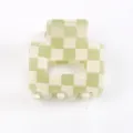 Mini molletta per capelli a quadretti verde e bianco, accessorio per capelli rétro in PVC. - Scacchiera Verde Bianco (Colore 8)