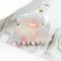 Mini molletta per capelli in acetato traslucido con motivo marmo rosa bianco per stile quotidiano. - Bianco Crema Rosa Scintillante