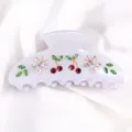 Elegante molletta per capelli viola con strass cristalli, design ciliegia e farfalla per donne. - Viola Chiaro