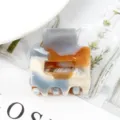 Molla per capelli in acetato geometrico coreano, piccolo fermaglio quadrato marmo. - Marmo Grigio Bianco Ambra