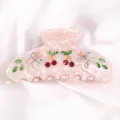 Molletta per capelli in acetato rosa strass ciliegia farfalla fermaglio per donne - Rosa Ciliegio