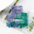 Molla per capelli in acetato viola verde sfumato geometrico accessorio donna stile elegante - Sfumato Viola Verde