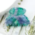 Morsetto per capelli in acetato marmorizzato verde viola, accessorio di stile lucido. - Marmo Sfumato Blu-Viola