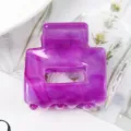 Pinza per capelli in acetato geometrico viola, mini accessorio quadrato elegante per styling quotidiano. - Viola Lucido