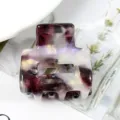 Molla per capelli in acetato coreana geometrica cava viola oro glitter accessorio - Colore Viola Bianco Oro