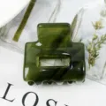 Molla per capelli geometrica cava in acetato verde scuro, mini fermaglio vintage da donna. - Verde scuro