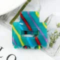 Molletta per capelli geometrica colorata in acetato da donna, accessorio vintage elegante. - Strisce Diagonali Multicolore