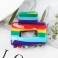 Molla per capelli geometrica a righe colorate, mini accessorio retrò grazioso per l'uso quotidiano. - righe colorate