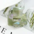 Molletta per capelli in acetato verde, accessorio per capelli geometrico cavo, styling quotidiano elegante. - Verde chiaro perlato