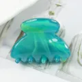 Morsetto per capelli in acetato verde turchese, elegante accessorio geometrico. - Marmo Blu Verde
