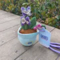 Plush potted flower pendant detail, cute mini plant toy keychain for bags. - Phalaenopsis