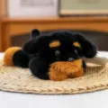 Realistic puppy plush toy cute stuffed animal doll for kids gift home decor fluffy toy - Prone Position / 22cm / Black and Yellow