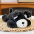 Cute black and white schnauzer plush toy, soft stuffed animal for kids and home decor. - Prone Position / 22cm / Black and White