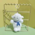 Cute white plush lamb keychain fluffy animal bag charm adorable backpack accessory - 12cm Flat Split Ring / Sheep