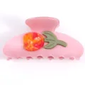 Molletta per capelli rosa con grazioso decoro di tulipani, grande fermaglio in acetato elegante. - Stile Floreale 3D Tulipano / Taglia L / Rosa