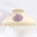 Grande molletta per capelli a conchiglia tinta unita minimalista PVC accessorio donna - Pinza per Capelli Decorazione Conchiglia / Bianco avorio