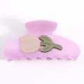 Grande molletta per capelli con tulipano rosa, fermaglio lucido in PVC per donne e ragazze. - Stile Floreale 3D Tulipano / Taglia L / Viola