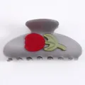 Molla per capelli grigia con decorazione di tulipano rosso, chic accessorio donna. - Stile Floreale 3D Tulipano / Taglia L / Grigio