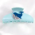 Grande molletta per capelli azzurra con graziosa balena decorativa per donne uso quotidiano - Pinza per Capelli Decorazione Balena