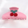 Grande molletta per capelli rosa con ciliegia, clip per acconciatura elegante in plastica. - Clip per Capelli con Decorazione Ciliegia