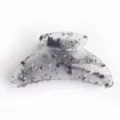 Molla per capelli in acrilico grigio nebbia con glitter misura media per lo styling quotidiano. - Bianco e Nero Frammentato
