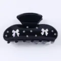 Pinza para el pelo de acrílico negro con estrás y lazos, elegante accesorio para mujeres. - Negro