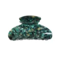 Molla per capelli in acrilico marmorizzato verde, elegante accessorio vintage per donne. - Texture Fluida Verde Scuro Oro