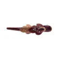 Elegante molla per capelli marrone in acrilico con forma di fiore e strass brillanti. - Marrone scuro