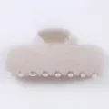 Morsetto per Capelli in Acetato Bianco Latte Fermaglio Minimalista Accessori Capelli - Stile Rettangolare Geometrico Texture Naturale Bianco Crema