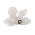 Große Perlglanz Blumen Haarklammer mit Kristall Mitte, elegante PVC Hochsteckfrisur Spange. - Silber