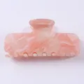 Molla per capelli in acetato rosa da donna, elegante accessorio con motivo marmo. - Stile Rettangolare Geometrico Motivo Nuvola Rosa Bianco