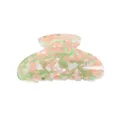 Molla per capelli acrilica rosa verde geometrica acetato elegante vintage accessorio donna - Blocchi di Colore Rosa Verde Bianco