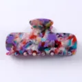 Molletta per capelli in acetato colorata da donna, grande accessorio elegante per lo styling quotidiano. - Stile Rettangolare Geometrico Trama Chiaroscura Multicolore Colorata