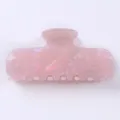 Molla per capelli in acetato rosa iridescente, accessorio minimalista per styling quotidiano. - Stile Rettangolare Geometrico Lucentezza Cangiante Rosa