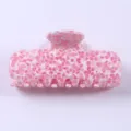 Molla per capelli rosa in acetato, elegante e grazioso accessorio per acconciature quotidiane. - Stile Rettangolare Geometrico Macchiato Rosa e Bianco (Colore 14)