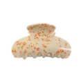 Molletta per capelli in acrilico con motivo terrazzo arancione, design geometrico. - Motivo Floreale Crema e Arancio
