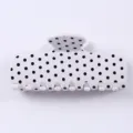 Molla per capelli a pois neri e bianchi, elegante accessorio per capelli in acetato da donna. - Stile Rettangolare Geometrico Punto Nero Base Bianca